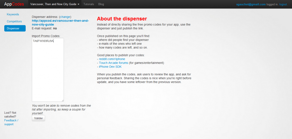 AppCodes - App Store SEO + iPhone and iPad app marketing Promo code dispenser