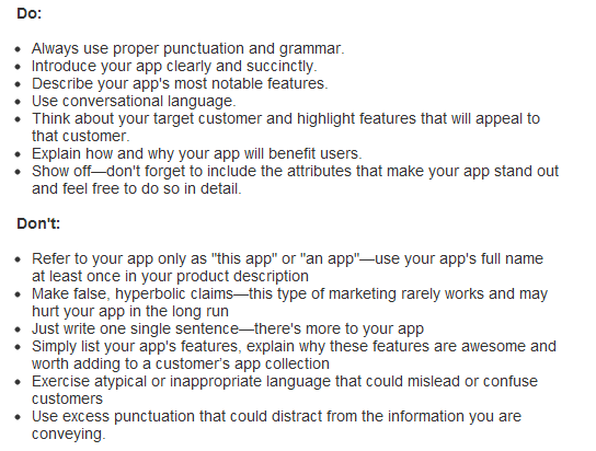 description-tips dos and don'ts