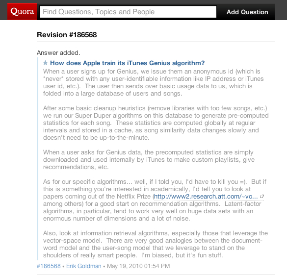 Apple Genius Algorithm Apple Genius Algorithm