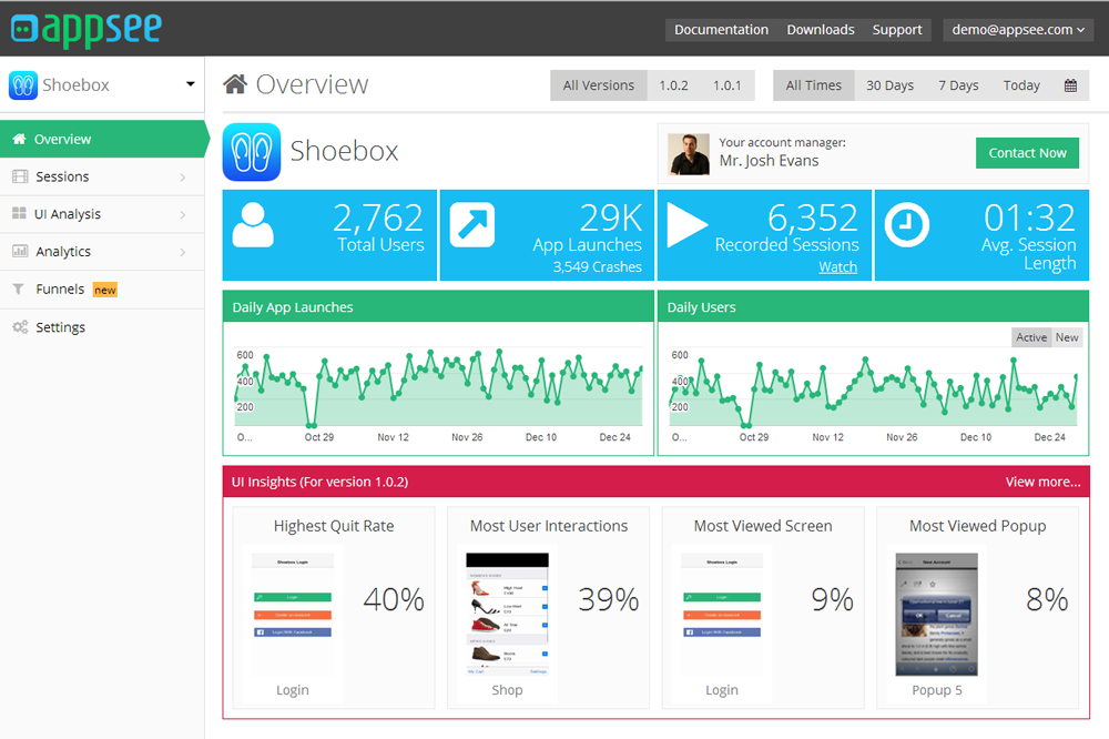 AppSee Realtime In-app
