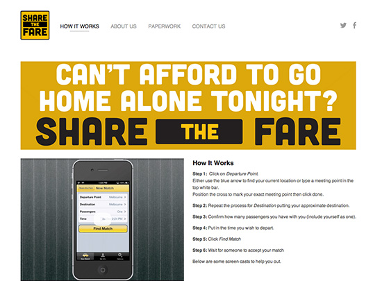 Share the fare landing page