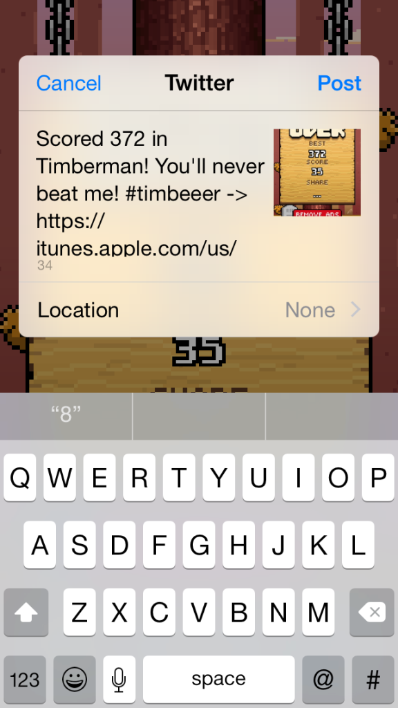 Viral loop on Timberman app