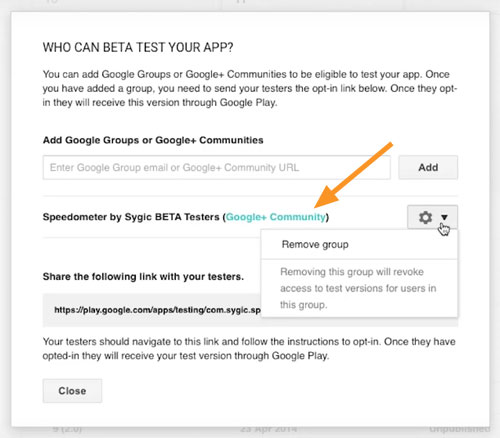 google play beta testing group