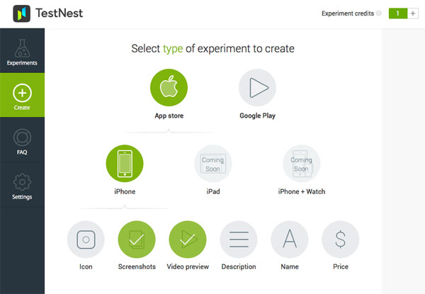 Choose store, device, assets