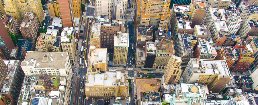 View of city from air