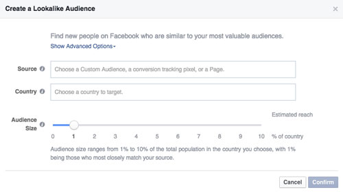 Lookalike audience settings