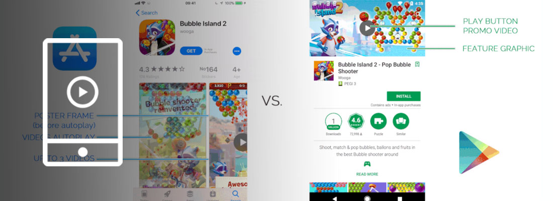 differences app preview video google play store