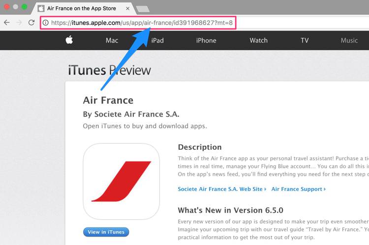 itunes webpage URL