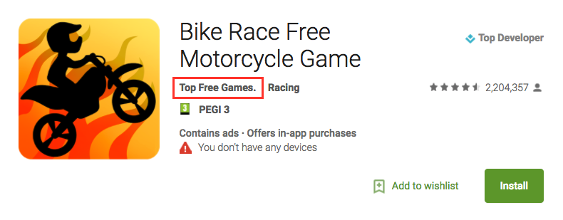 Developer name Play Store ASO