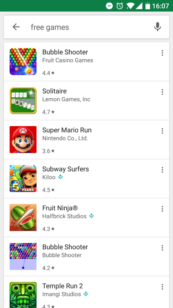 Google Play Store search