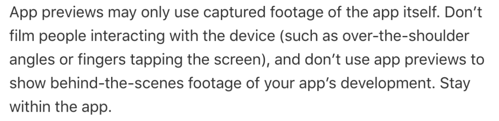 iOS App Previews guidelines