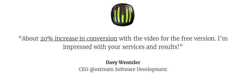 Play store video conversion testimonial