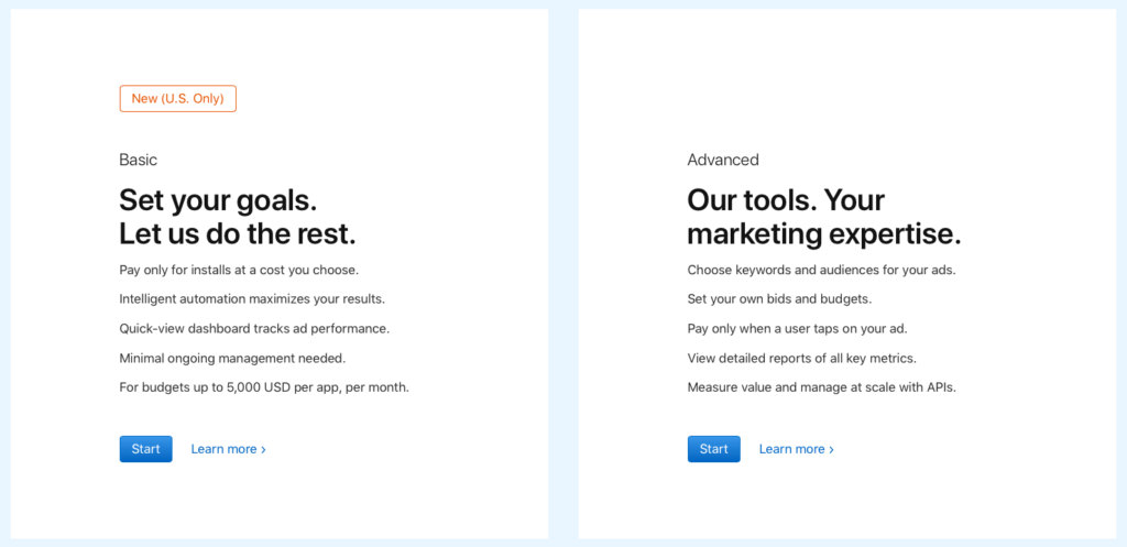 Apple Search Ads Basic vs Advanced