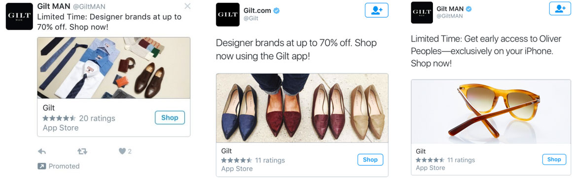 App installs case study Twitter GILT