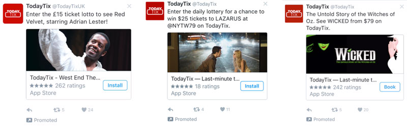 App installs case study Twitter TodayTix