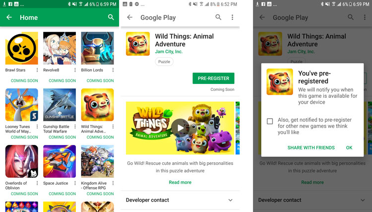 Play Store pre-registration