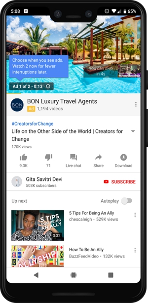 YouTube multiple pre roll ads