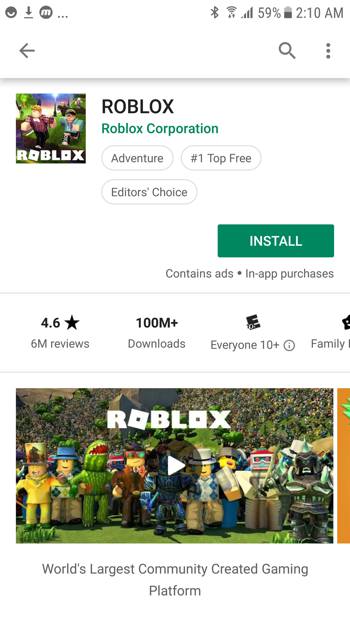 why roblox promoting a game (shown in google play and app store)